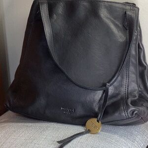 Margot black leather Marcy tote